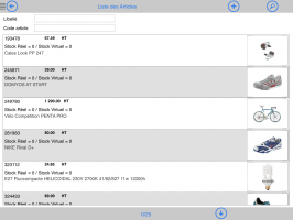 Liste du catalogue articles sur tablette