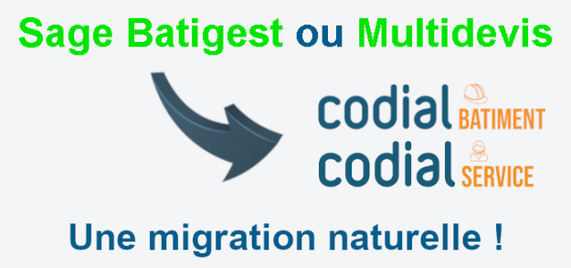 Remplacer Sage Batigest ou Multidevis par CODIAL Bâtiment / Services Sage Batigest / Multidevis : migrez vers CODIAL Bâtiment / Services